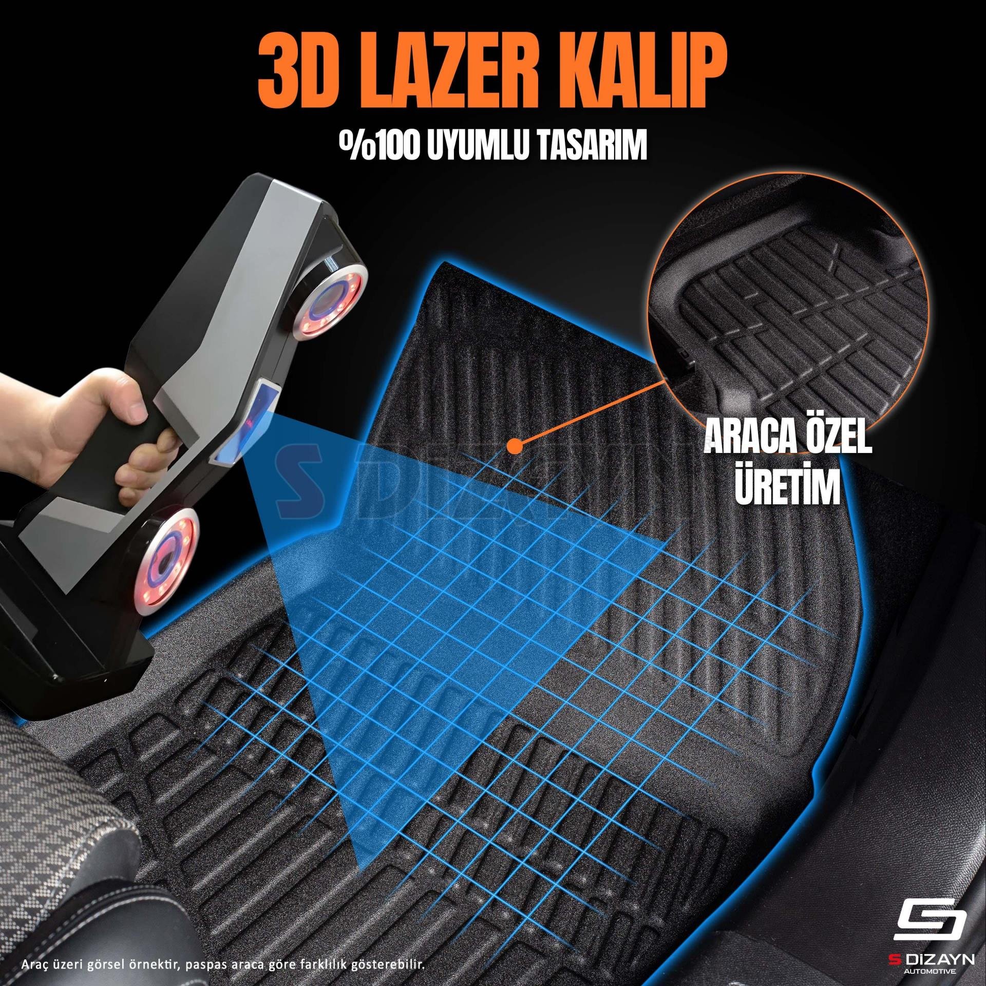 S-Dizayn VW Caddy Panelvan 3D Pro Havuzlu Paspas Ön 2'Li 2020 Üzeri A+ Kalite