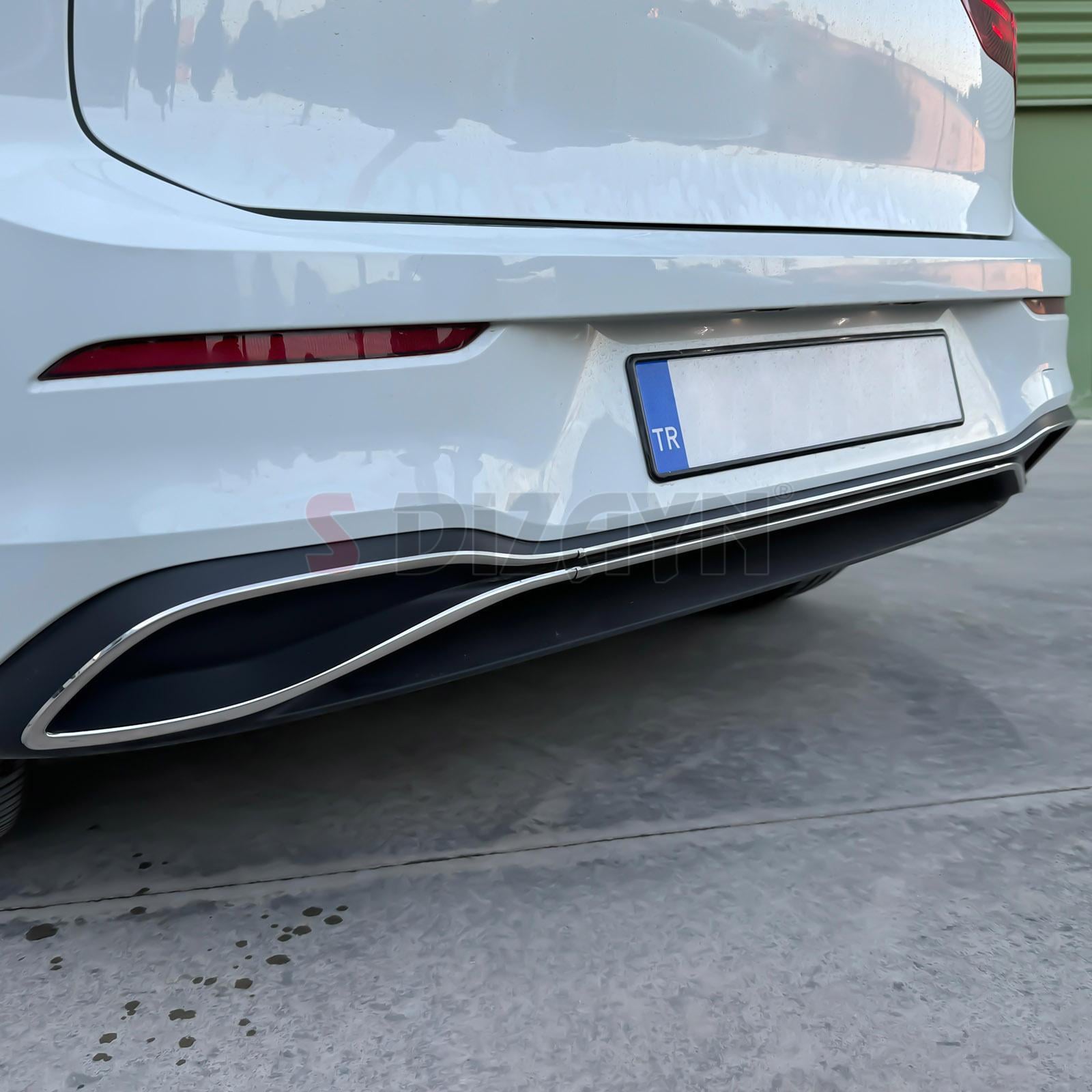 S-Dizayn VW Golf 8 Krom Egzoz Görünümü Difüzör 4 Prç. 2020 Üzeri A+ Kalite