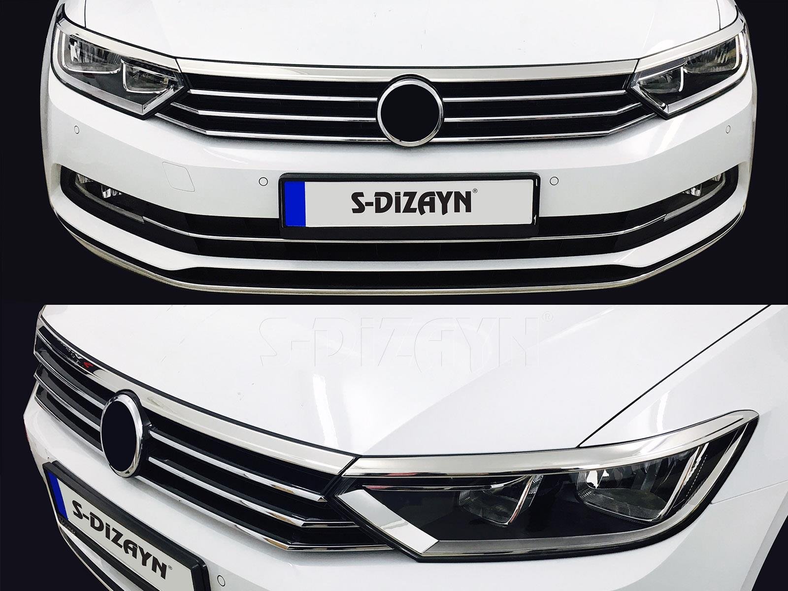 S-Dizayn VW Passat B8 Krom Far Üzeri Çıta Seti 3 Parça 2015-2019