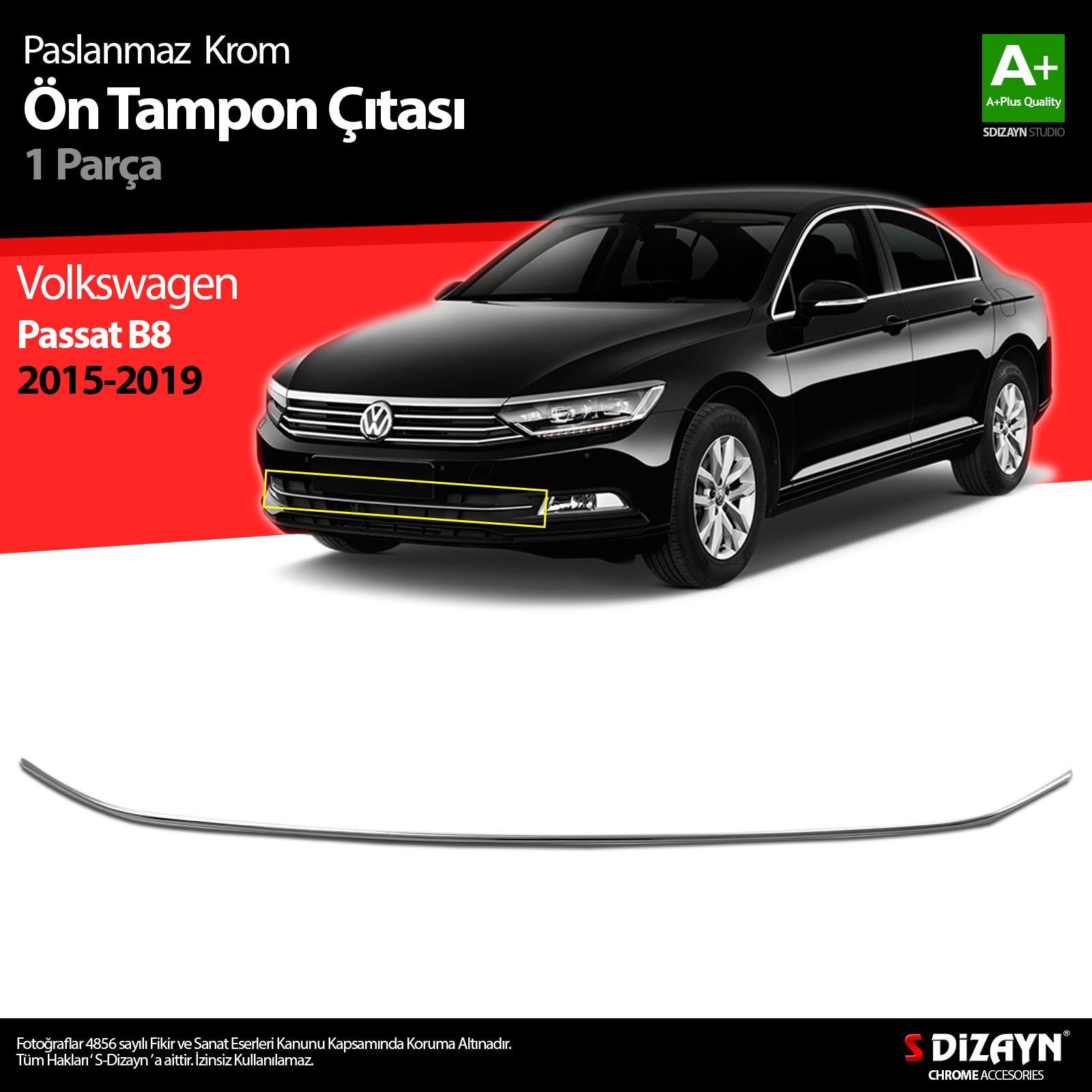S-Dizayn VW Passat B8 Krom Ön Tampon Çıtası 2015-2019
