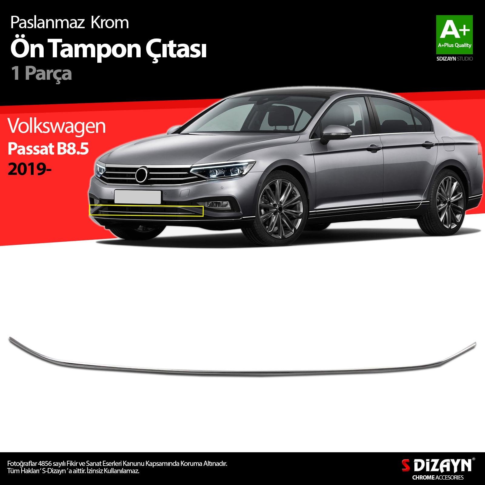 S-Dizayn VW Passat B8.5 Krom Ön Tampon Çıtası 2019-2023