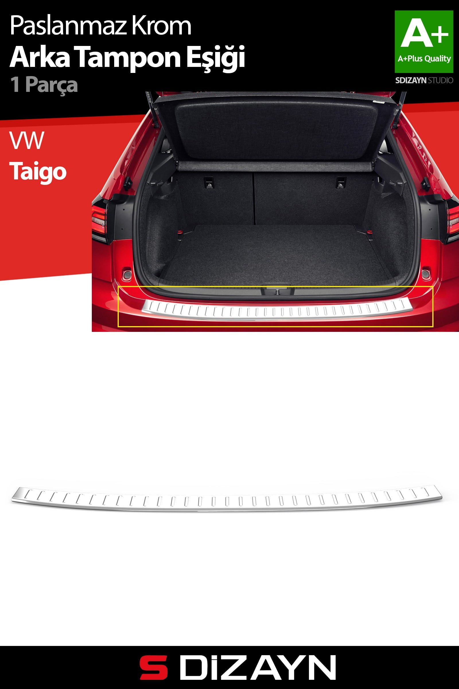 S-Dizayn VW Taigo Krom Arka Tampon Eşiği 2020 Üzeri A+ Kalite