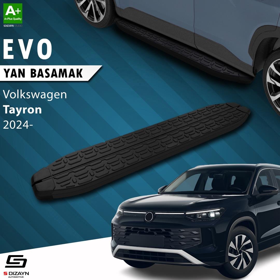 S-Dizayn VW Tayron 2 Evo Siyah Yan Basamak 193 Cm 2024 Üzeri A+ Kalite