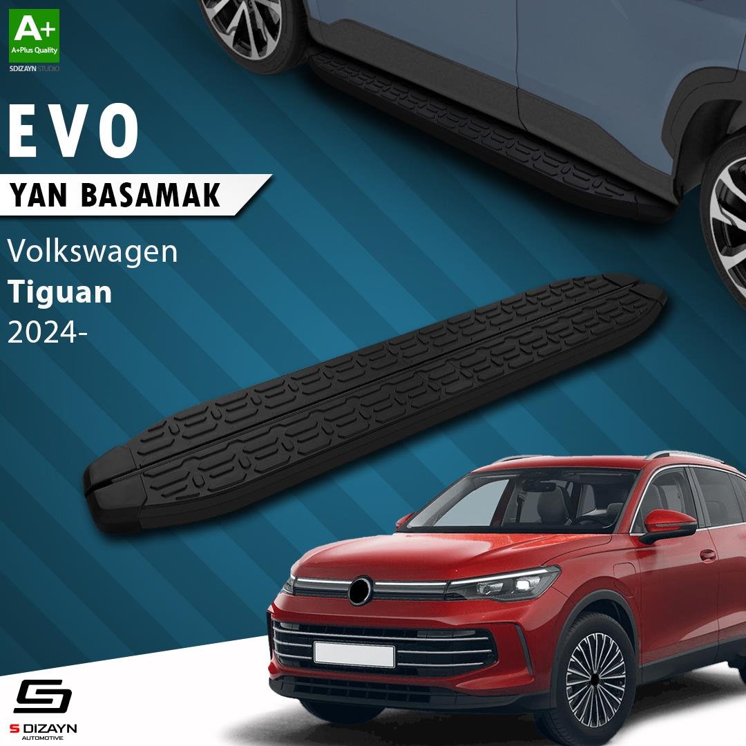 S-Dizayn VW Tiguan 3 Evo Siyah Yan Basamak 183 Cm 2024 Üzeri A+ Kalite