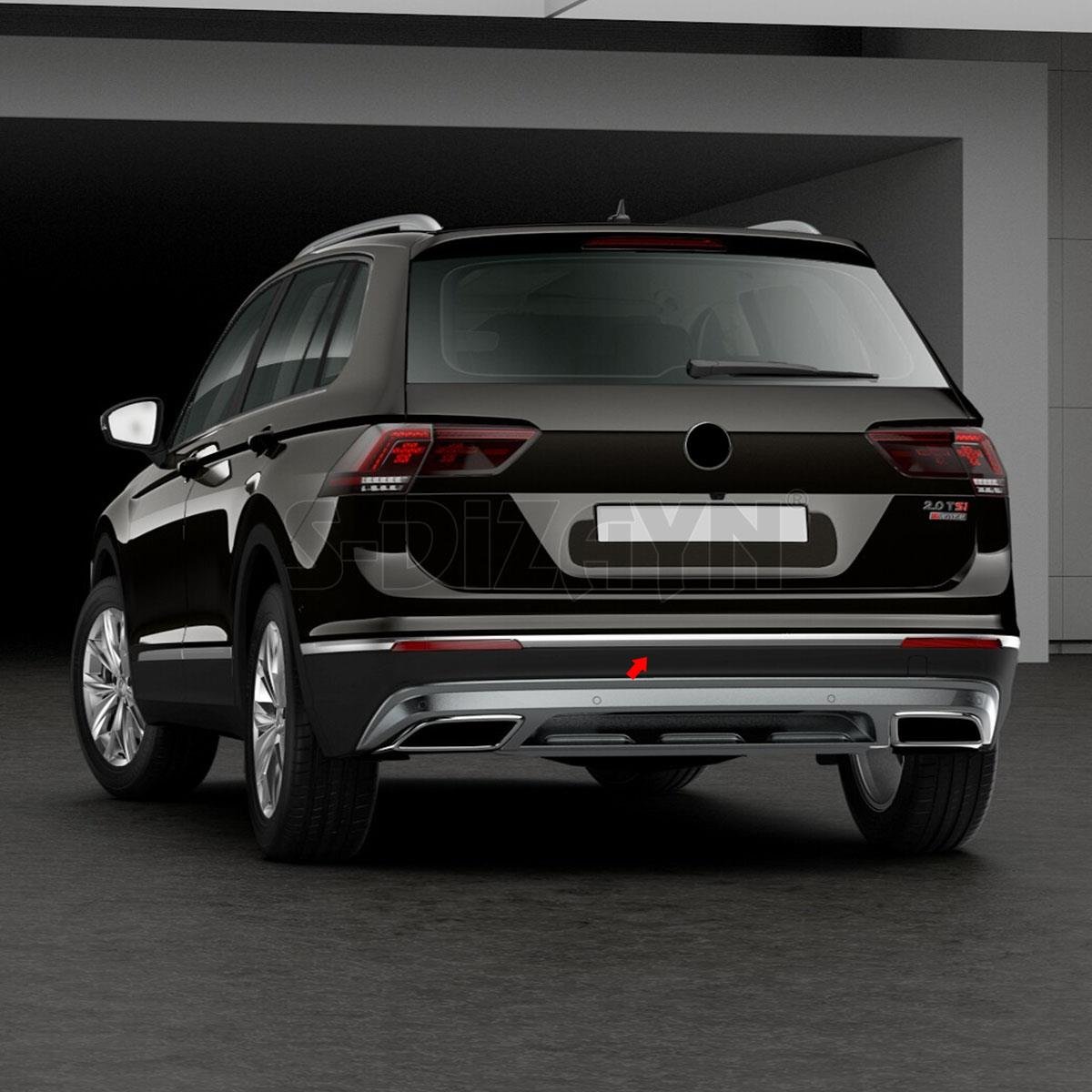 S-Dizayn VW Tiguan Krom Arka Tampon Alt Çıtası 3 Prç. 2016-2020