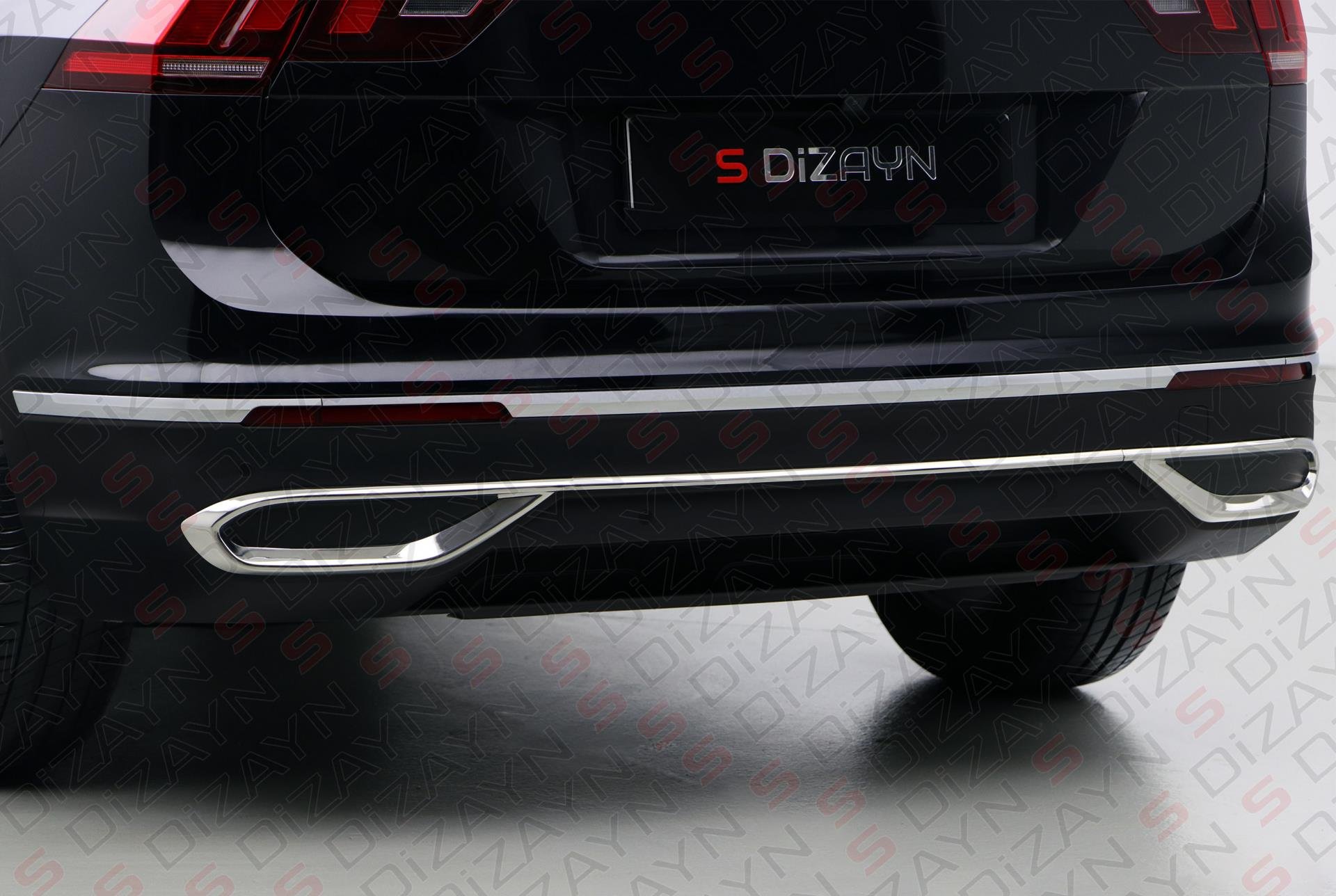 S-Dizayn VW Tiguan Krom Egzoz Görünümü Difüzör 3 Parça 2020-2024 A+Kalite