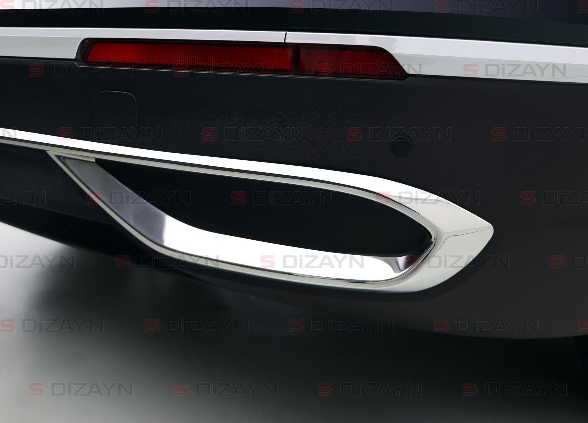 S-Dizayn VW Tiguan Krom Egzoz Görünümü Difüzör 3 Parça 2020-2024 A+Kalite