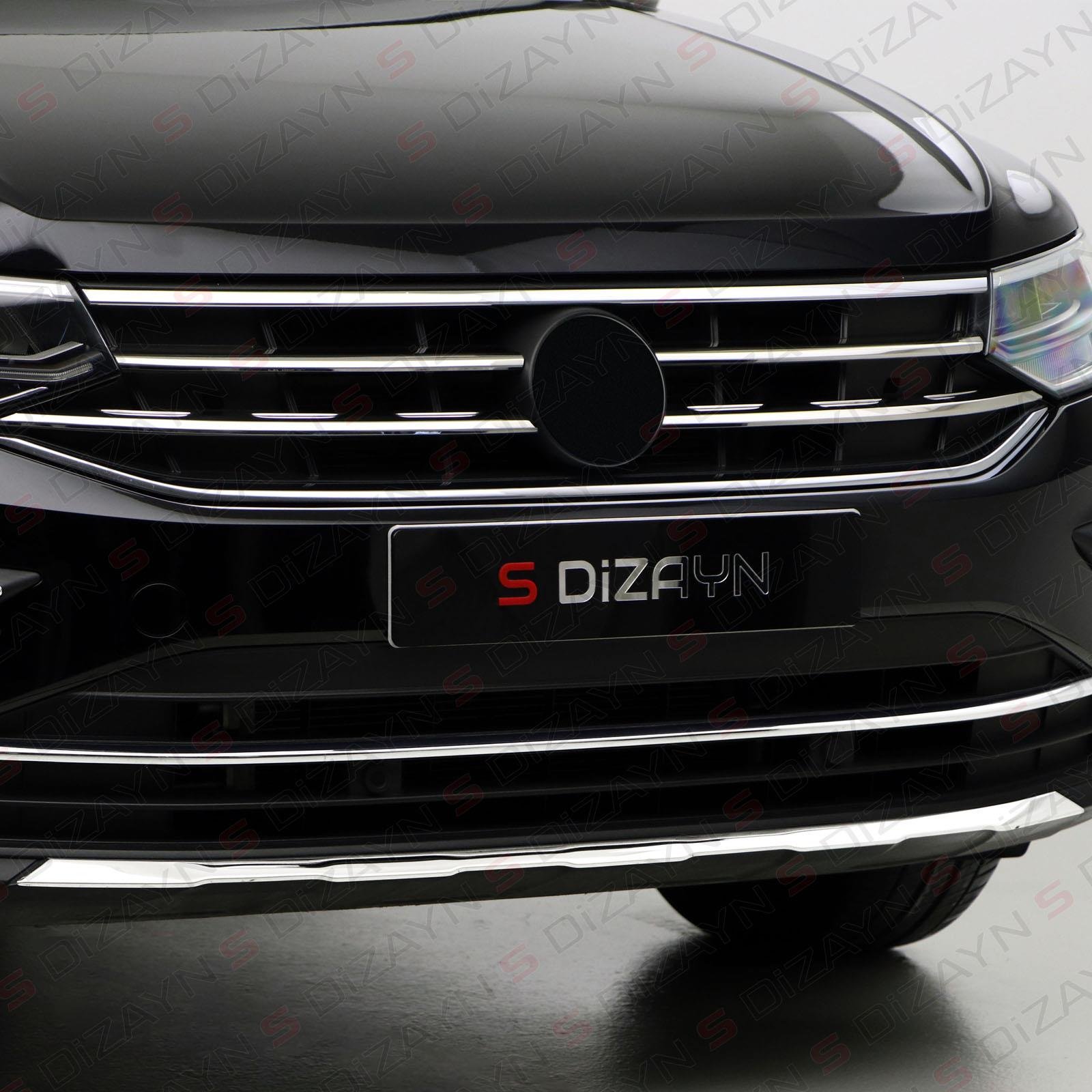 S-Dizayn VW Tiguan Krom Ön Tampon Çıtası 2020-2024 (Parlak Krom)