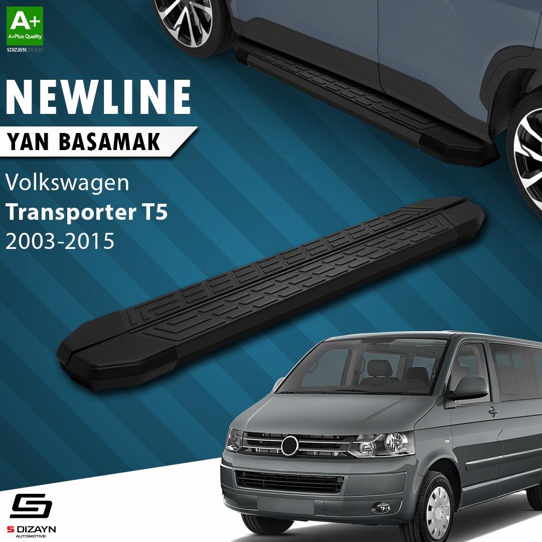 S-Dizayn VW Transporter T5 Kısa Şase NewLine Siyah Yan Basamak 213 Cm 2003-2010 A+ Kalite