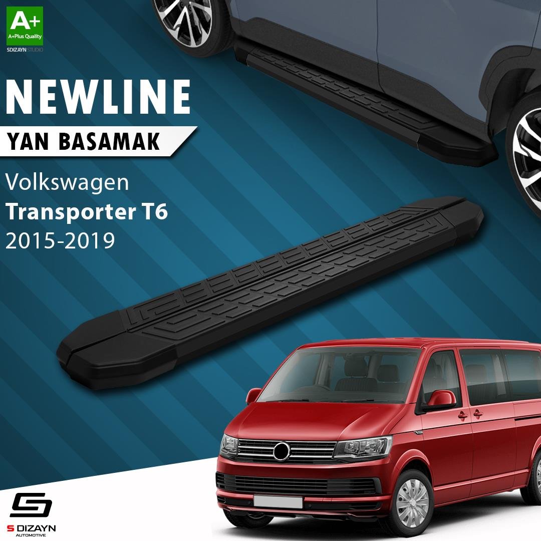 S-Dizayn VW Transporter T6 Kısa Şase NewLine Siyah Yan Basamak 213 Cm 2015-2019 A+ Kalite
