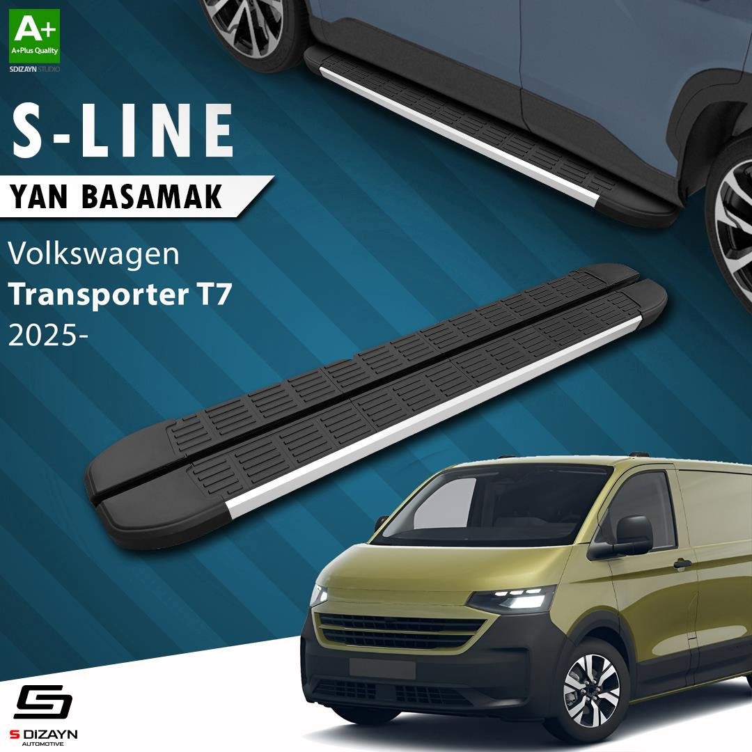 S-Dizayn VW Transporter T7 Kısa Şase S-Line Aluminyum Yan Basamak 223 Cm 2025 Üzeri A+ Kalite