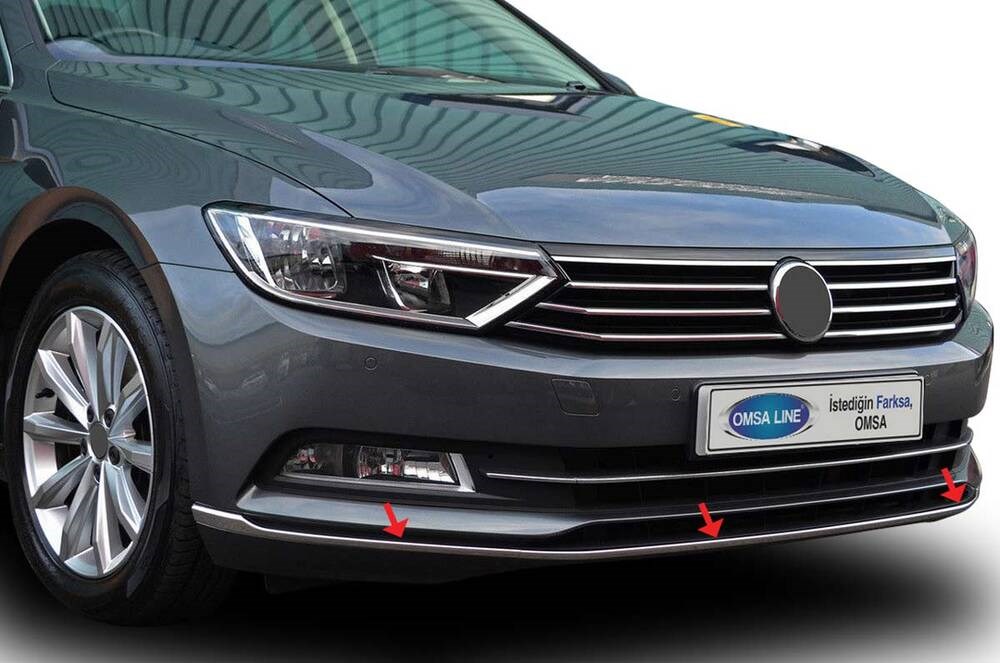 VW Passat B8 Krom Ön Tampon Çıtası 3 Parça 2015-2019 Arası