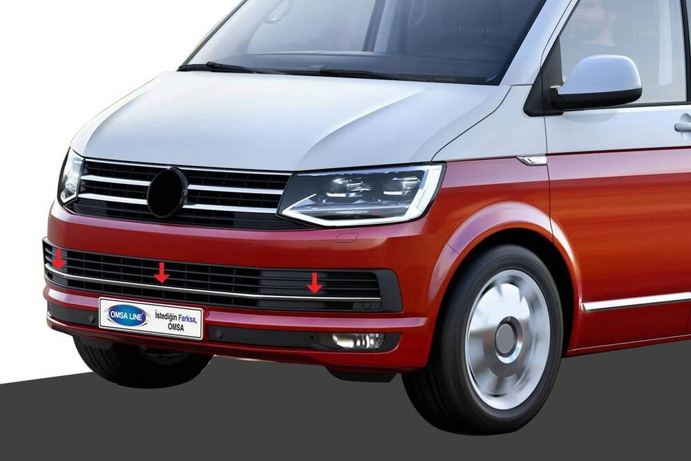 VW T6 Transporter Krom Ön Tampon Çıtası 3 Parça 2015-2018 Arası