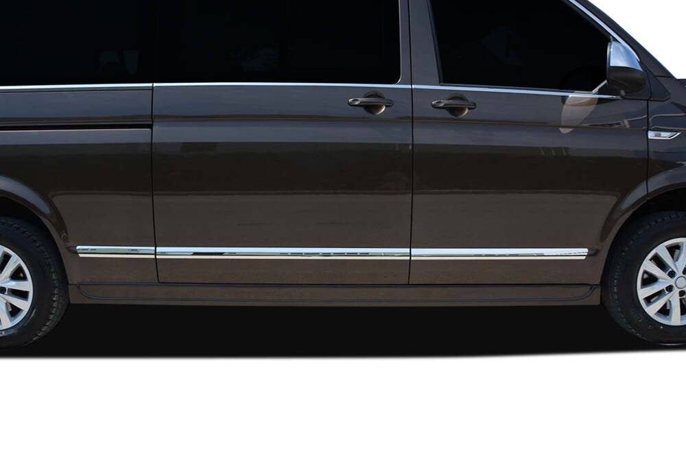 VW T6 Transporter Krom Yan Kapı Çıtası Tek Sürgü 5 Parça Kısa Şase 2015 ve Sonrası