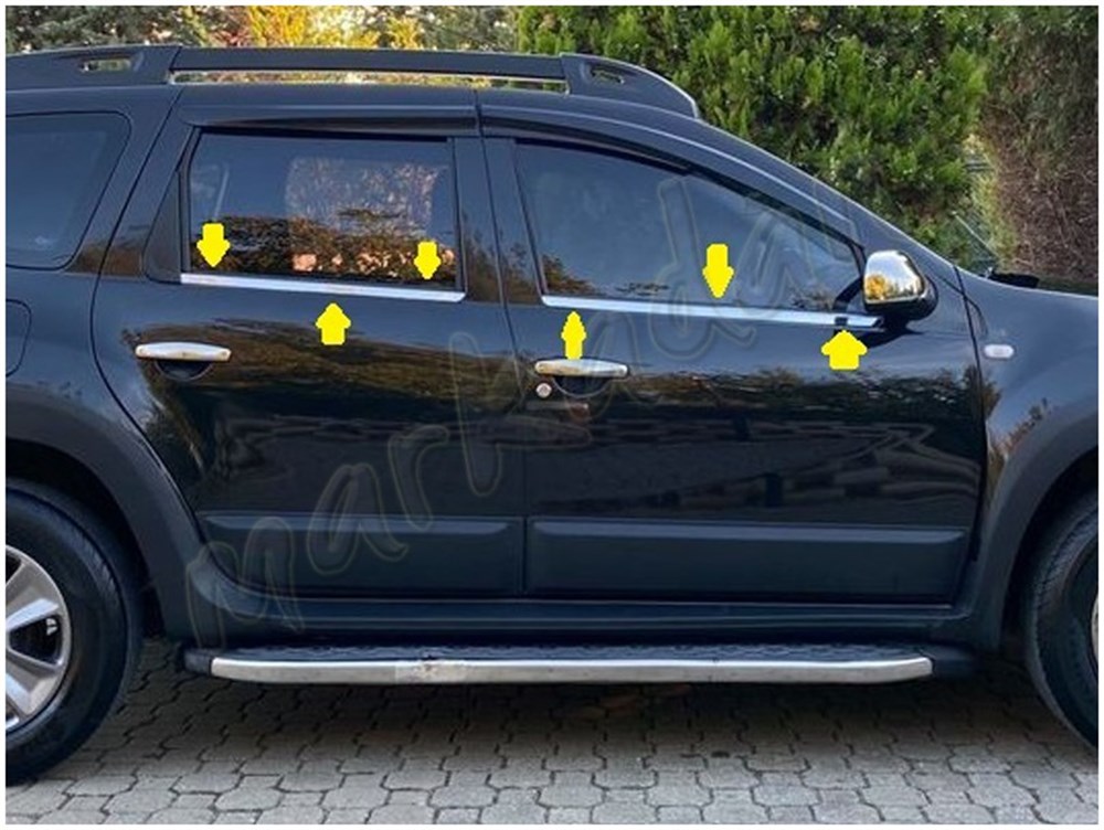 WOC Chrome Dacia Duster Krom Cam Çıtası 2010-2017 4 Parça Paslanmaz Çelik