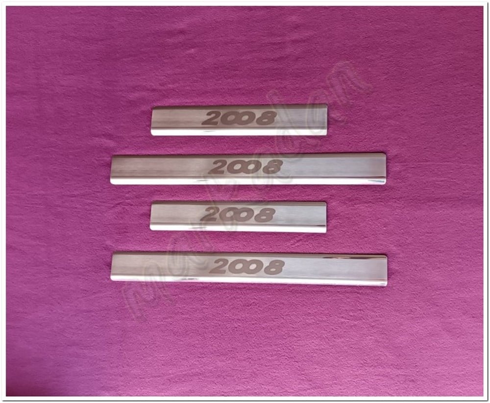 WOC Chrome Peugeot 2008 Krom Kapı Eşiği Lazer 2020 Sonrası 4 Parça Paslanmaz Çelik