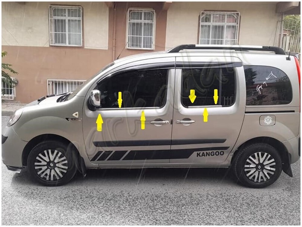 WOC Chrome Renault Kangoo Krom Cam Çıtası 2008 Sonrası 4 Parça Paslanmaz Çelik