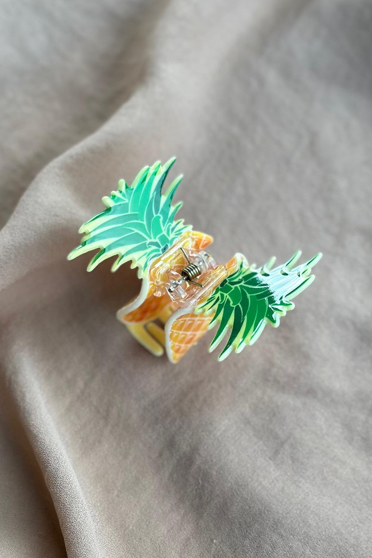 Ananas Detaylı Lüks Kemik Mandal Toka