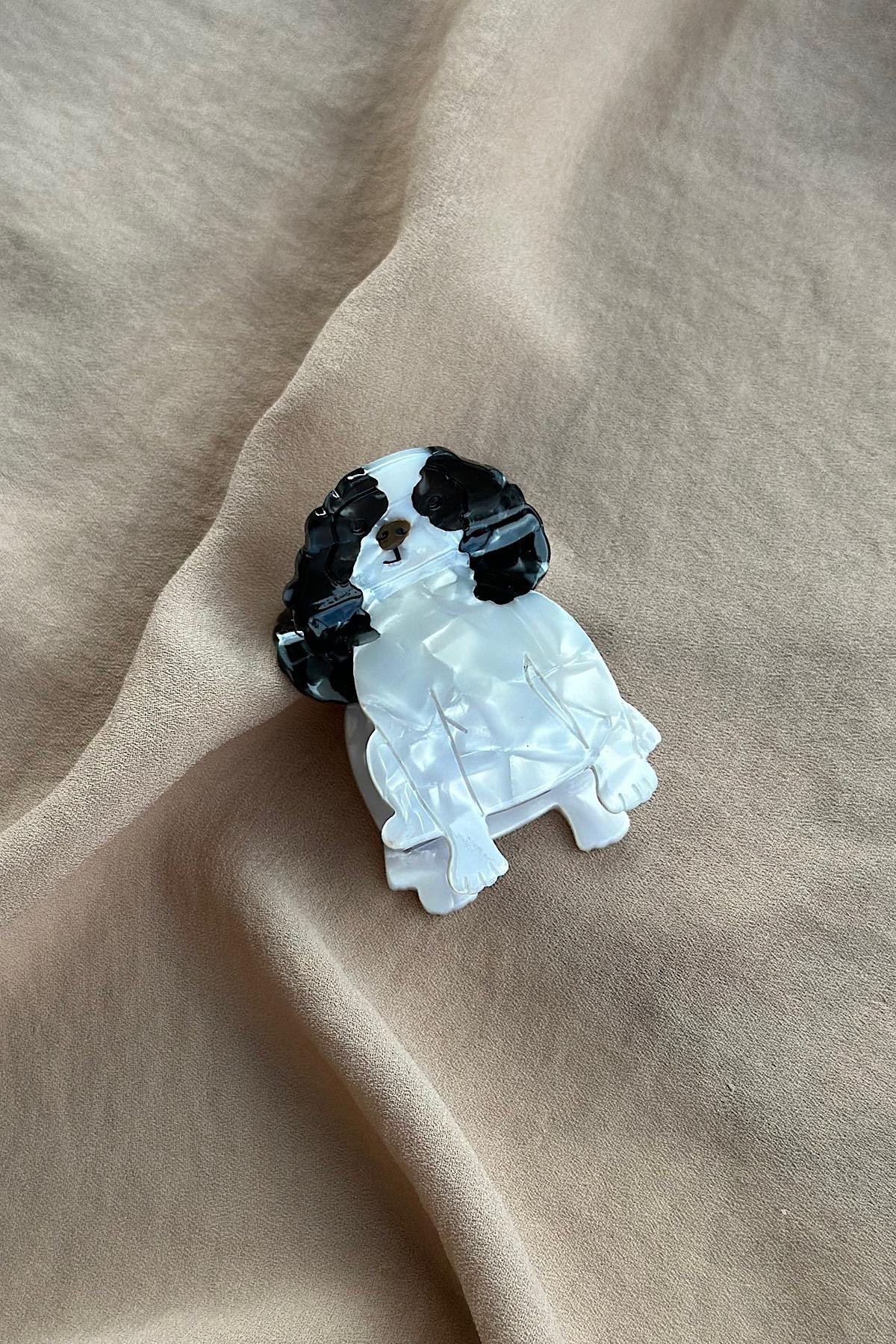 Black White Dog Design Lüks Kemik Mandal Toka