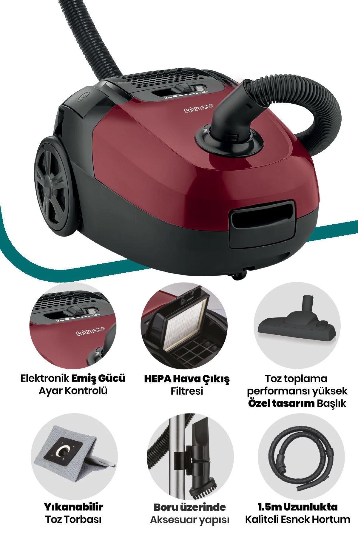 Goldmaster Olimpos Hepa Filtreli Hız Ayarlı 4 Litre Geniş Yıkanabilir Toz Torbalı Elektrikli Süpürge