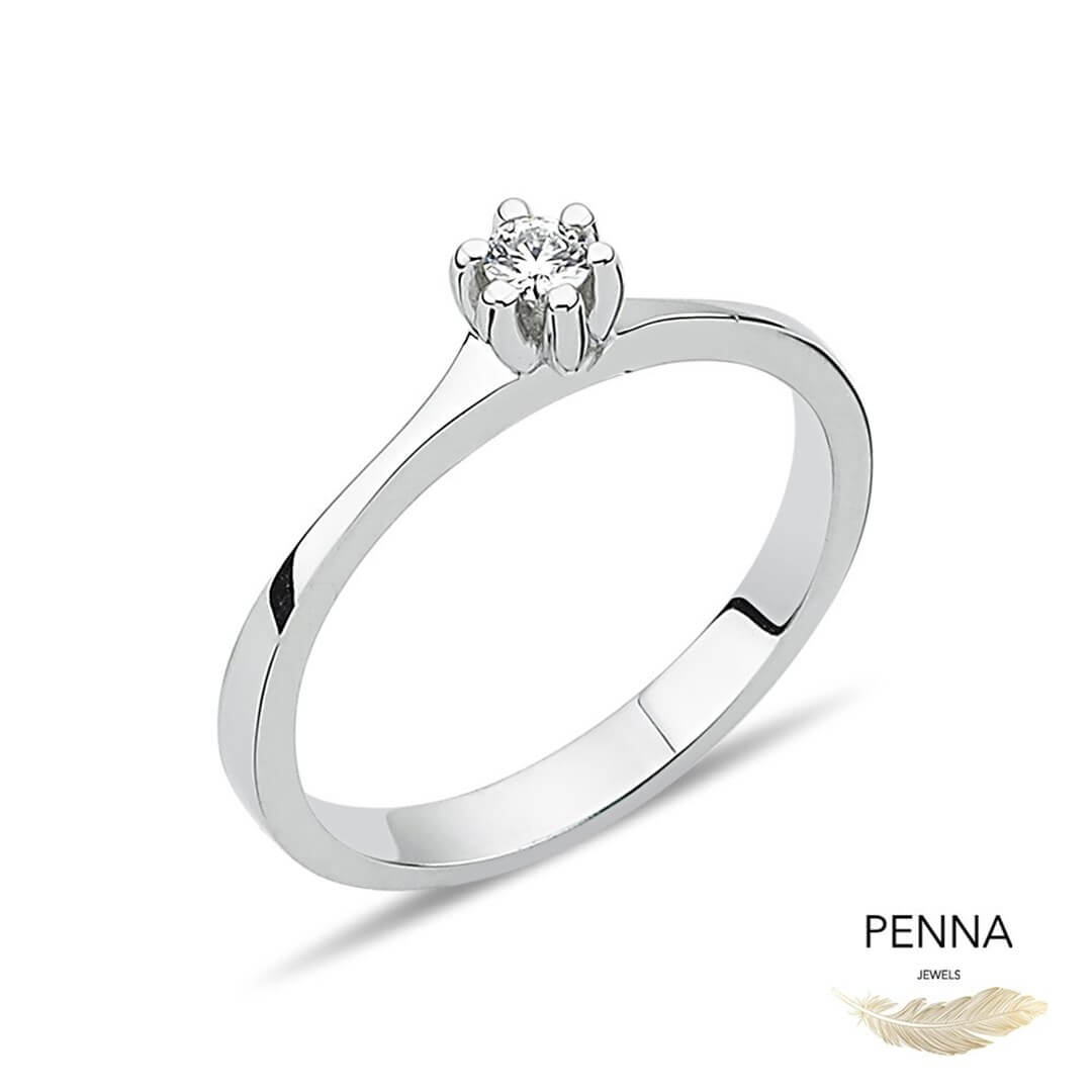 Altı Tırnaklı Tektaş Pırlanta Yüzük – 0.07 ct
