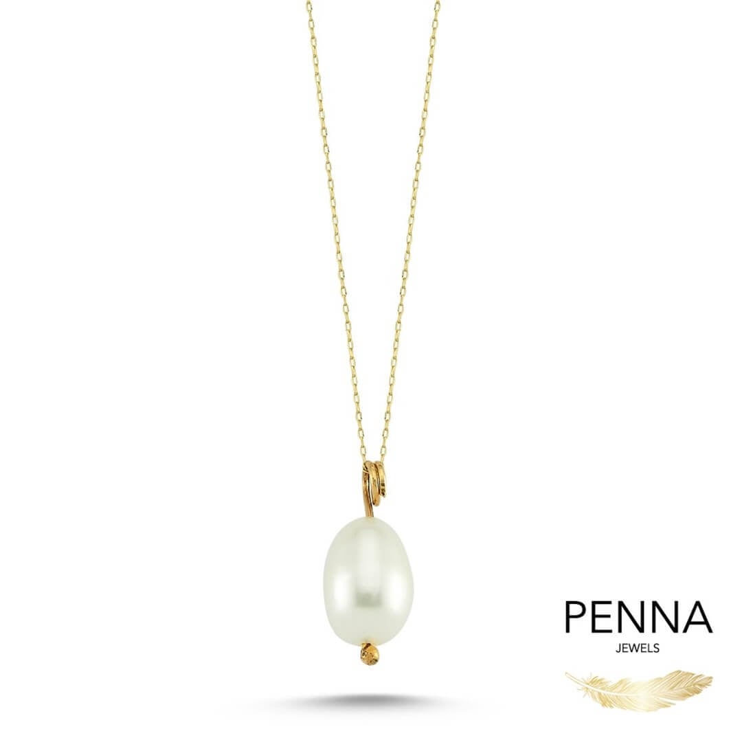 İnci Altın Kolye – Perlie Oval