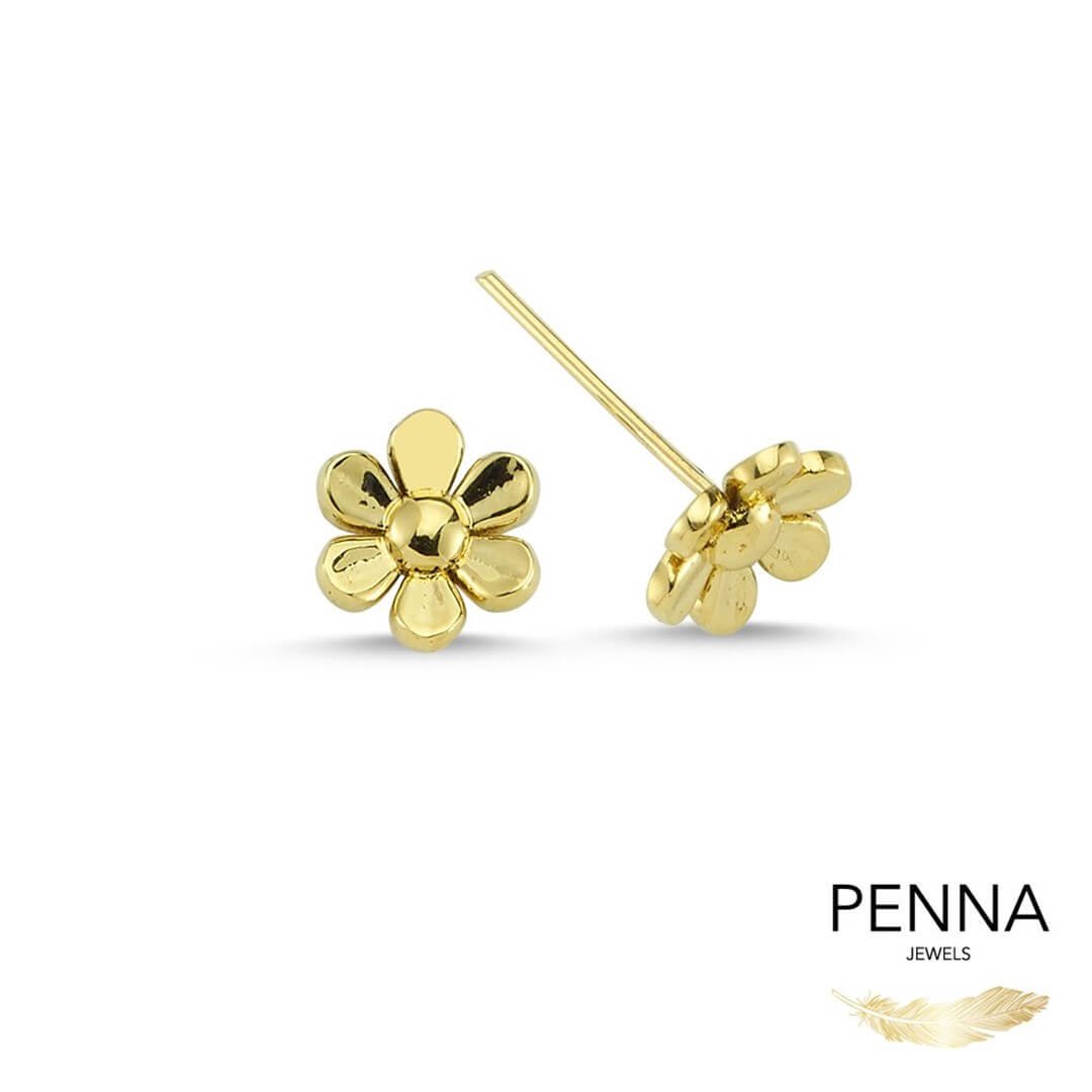 Papatya Altın Stud Küpe