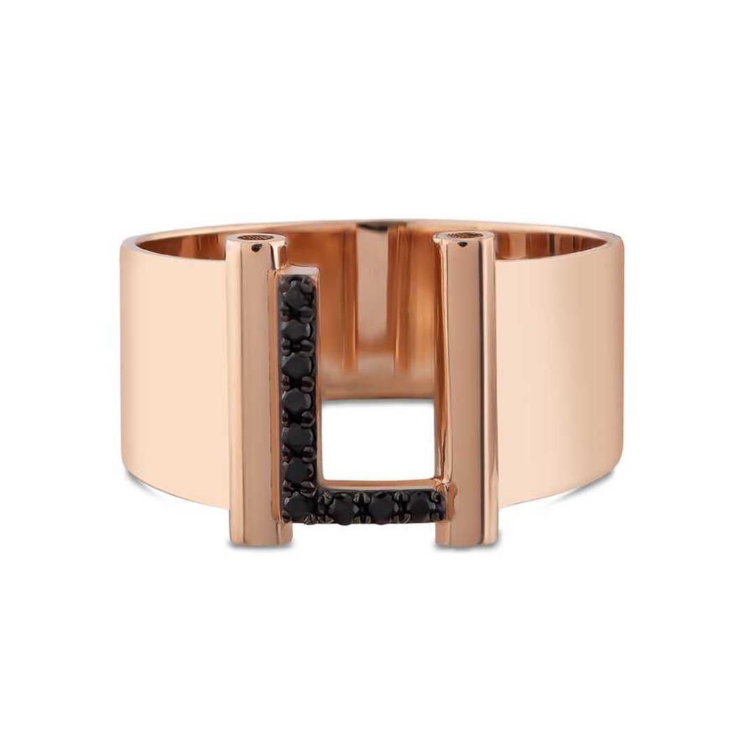 Pırlanta Yüzük 0.07 Karat Siyah Pırlanta Harf Yüzük - L Harfi - Penna Jewels