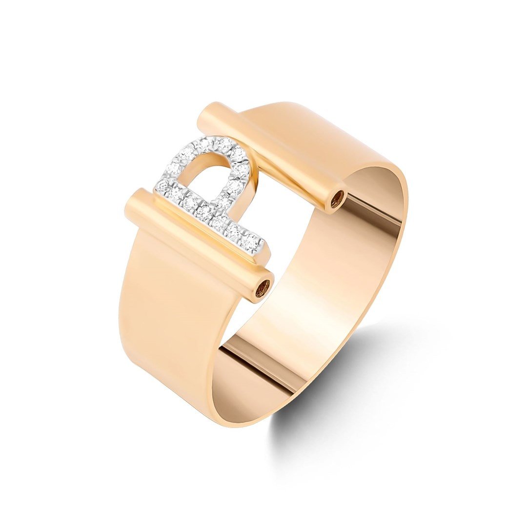 Pırlanta Yüzük 0.08 Karat Pırlanta Harf Yüzük - P Harfi - Penna Jewels