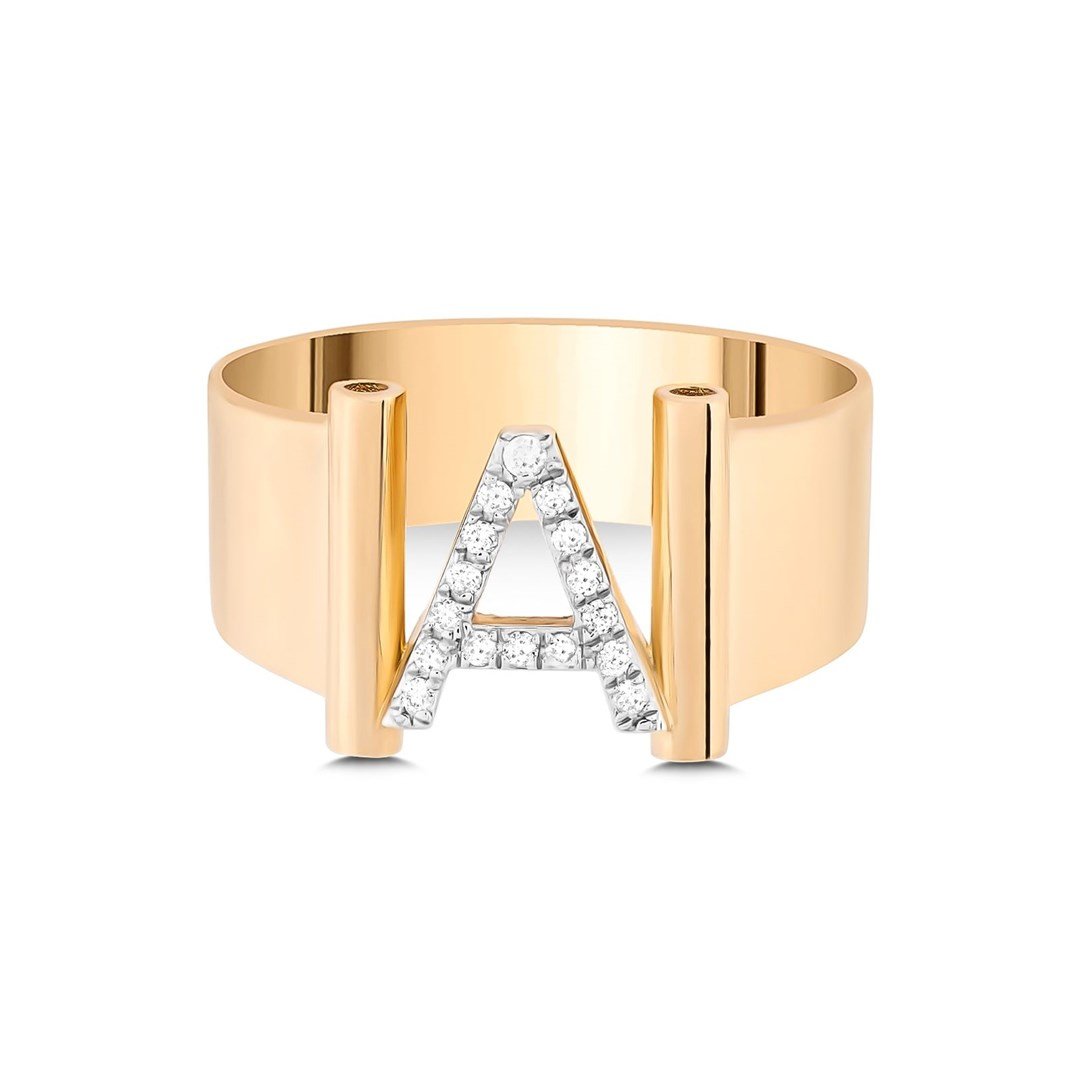 Pırlanta Yüzük 0.09 Karat Pırlanta Harf Yüzük - A Harfi - Penna Jewels