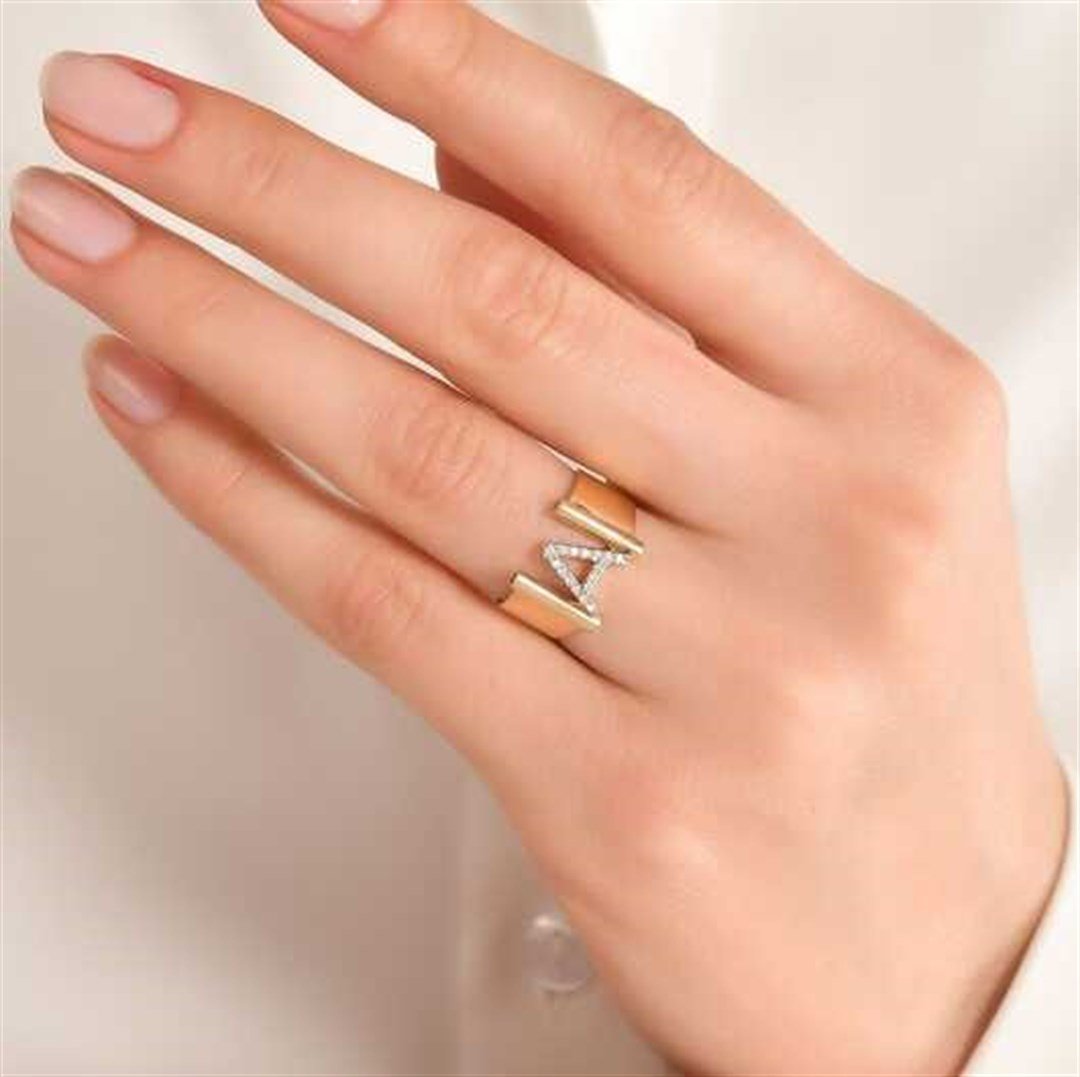 Pırlanta Yüzük 0.09 Karat Pırlanta Harf Yüzük - A Harfi - Penna Jewels