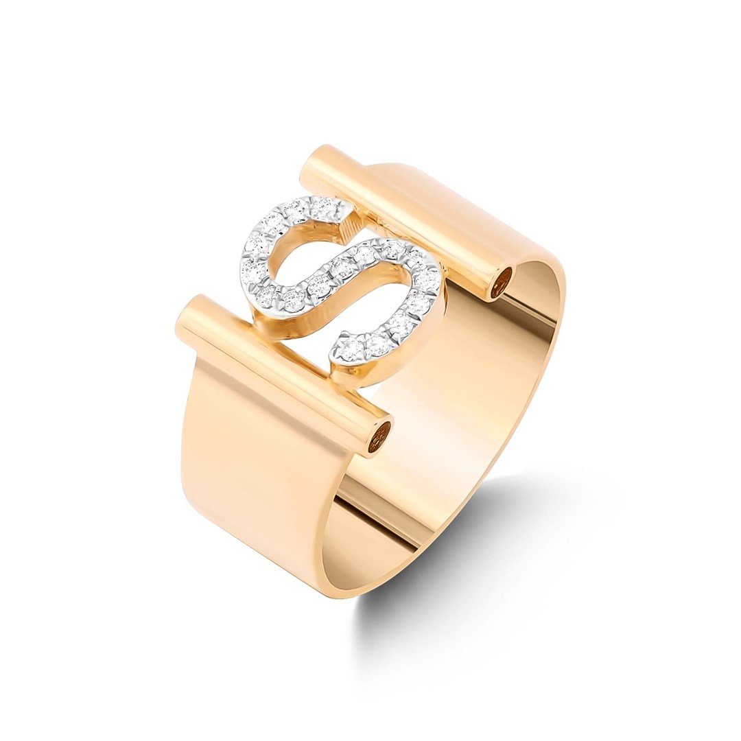 Pırlanta Yüzük 0.09 Karat Pırlanta Harf Yüzük - S Harfi - Penna Jewels