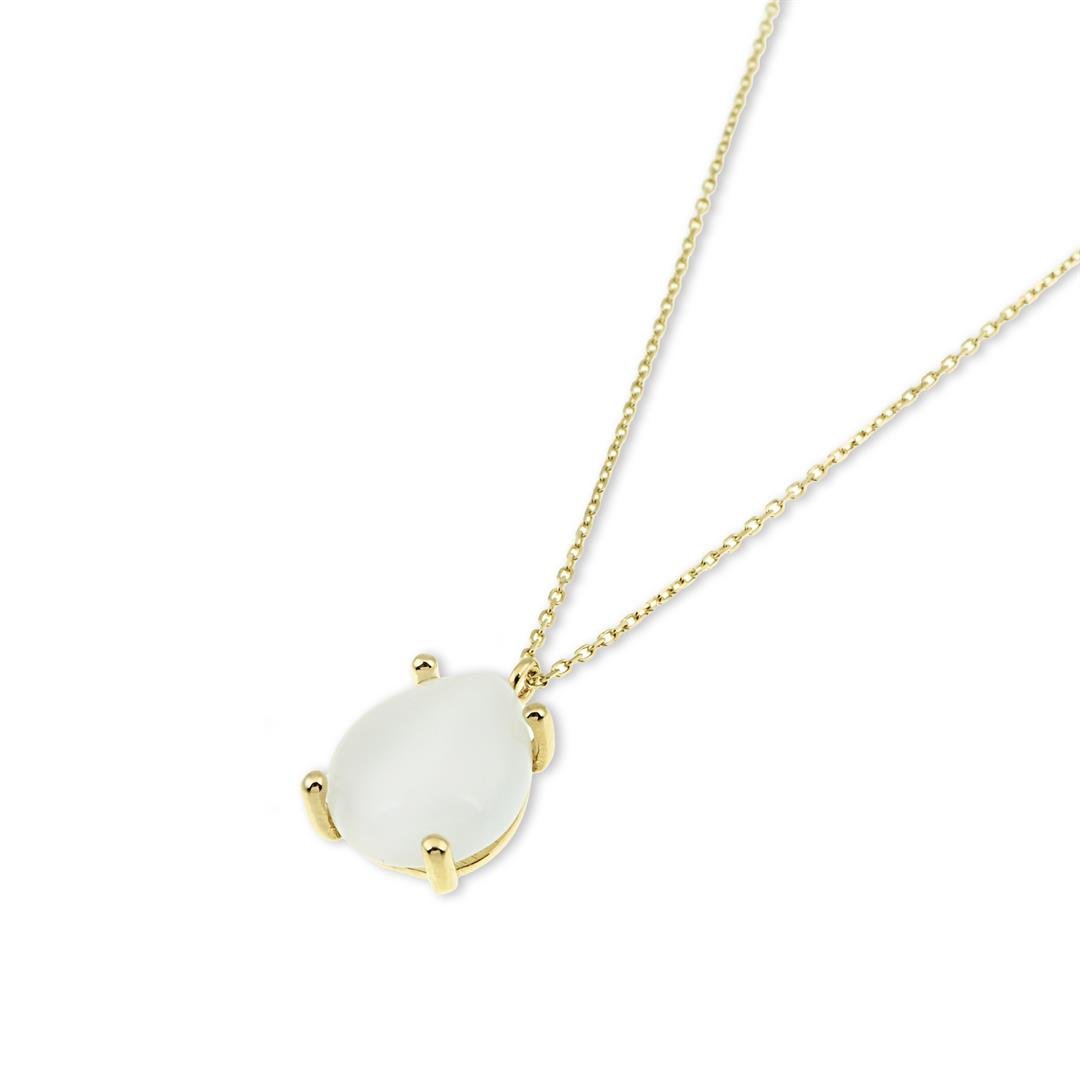 Kolye Beyaz Damla Taşlı Altın Kolye - Penna Jewels