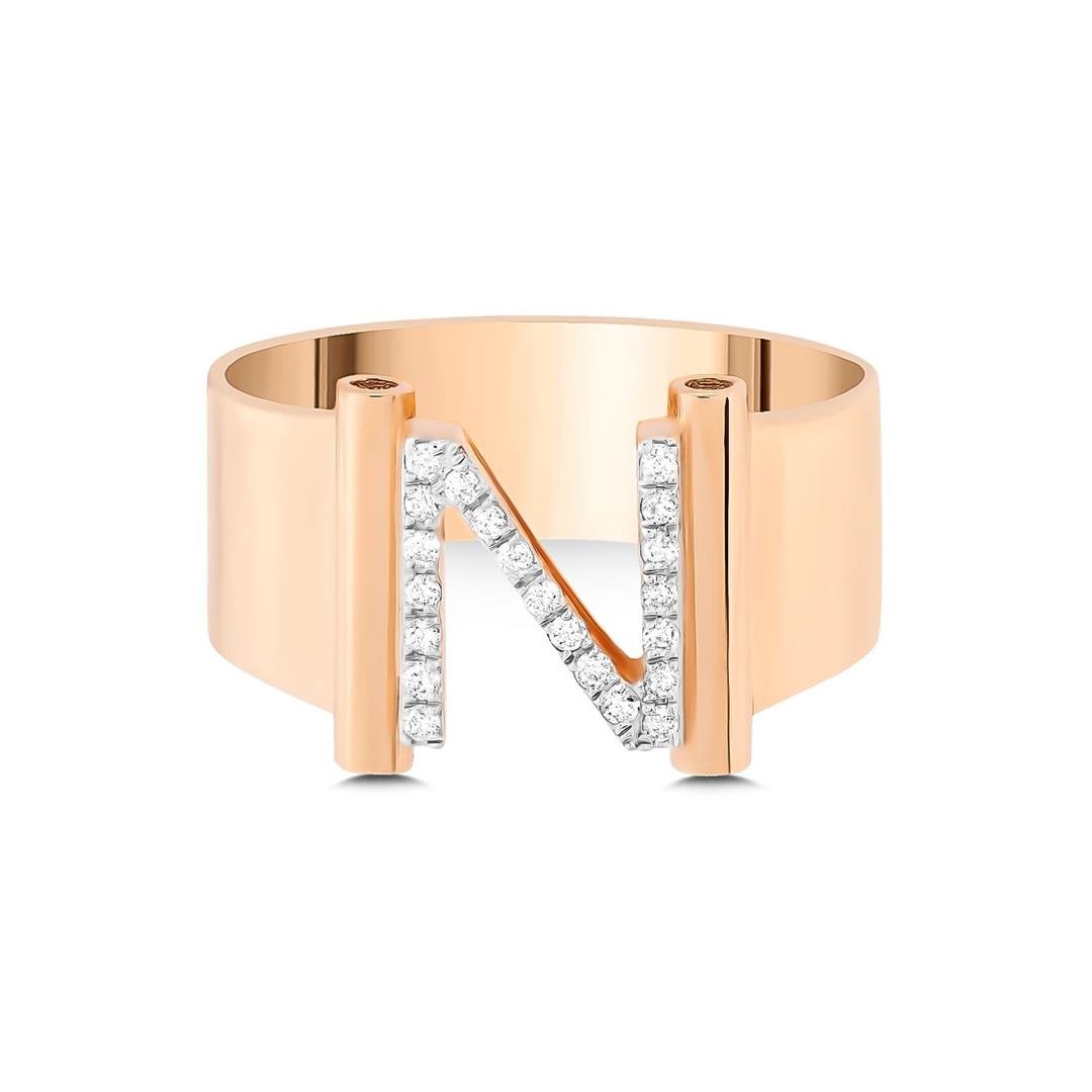 Pırlanta Yüzük 0.09 Karat Pırlanta Harf Yüzük - N Harfi - Penna Jewels