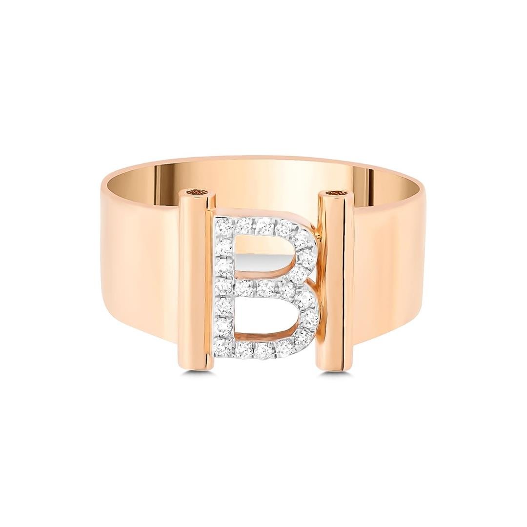 Pırlanta Yüzük 0.9 Karat Pırlanta Harf Yüzük - B Harfi - Penna Jewels
