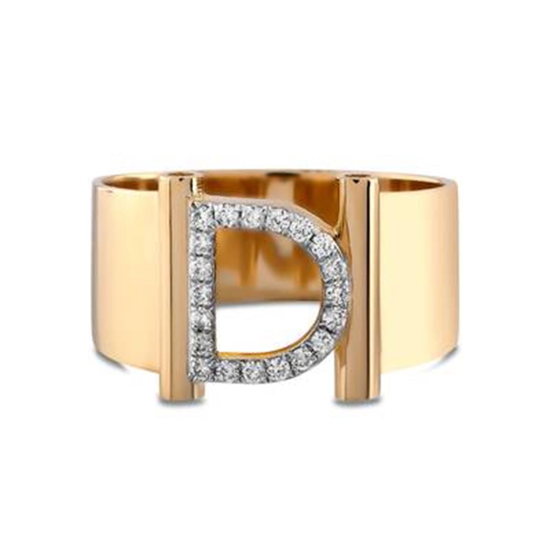 Pırlanta Yüzük0.9 Karat Pırlanta Harf Yüzük - D Harfi - Penna Jewels