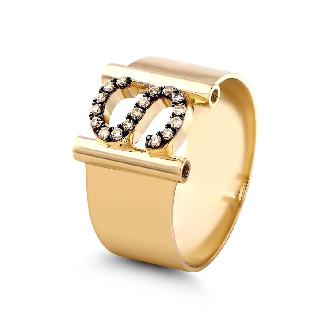 Pırlanta Yüzük 0.11 Karat Kahverengi Pırlanta Harf Yüzük - S Harfi - Penna Jewels