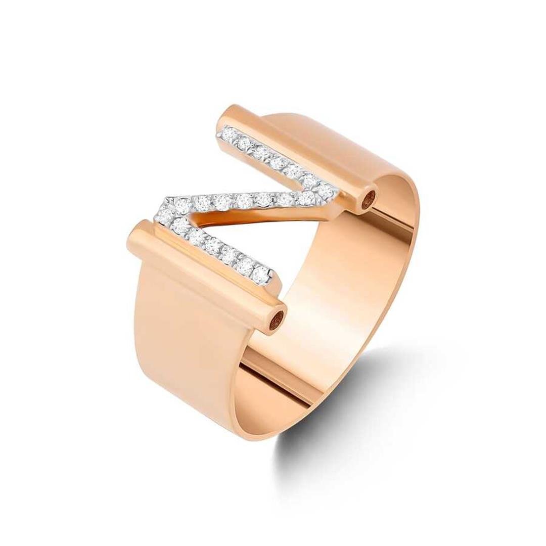 Pırlanta Yüzük 0.09 Karat Pırlanta Harf Yüzük - N Harfi - Penna Jewels