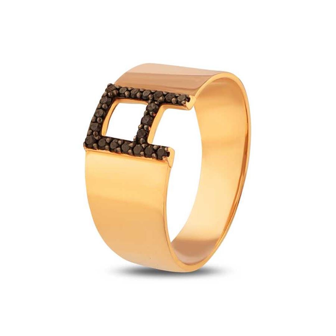 Pırlanta Yüzük 0.09 Karat Siyah Pırlanta Harf Yüzük - A Harfi - Penna Jewels