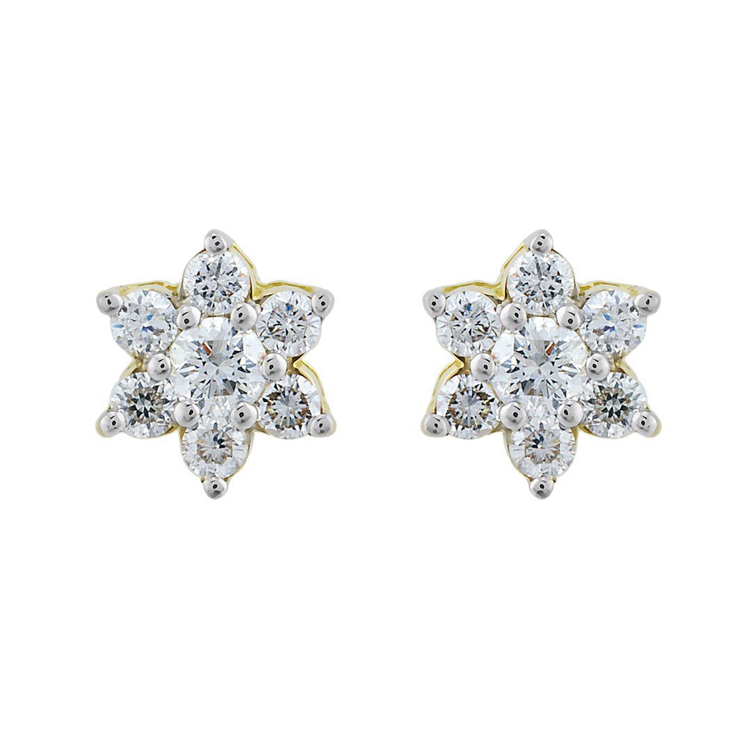 Pırlanta Küpe0.86 ct Pırlantalı Çiçek Altın Küpe - Penna Jewels