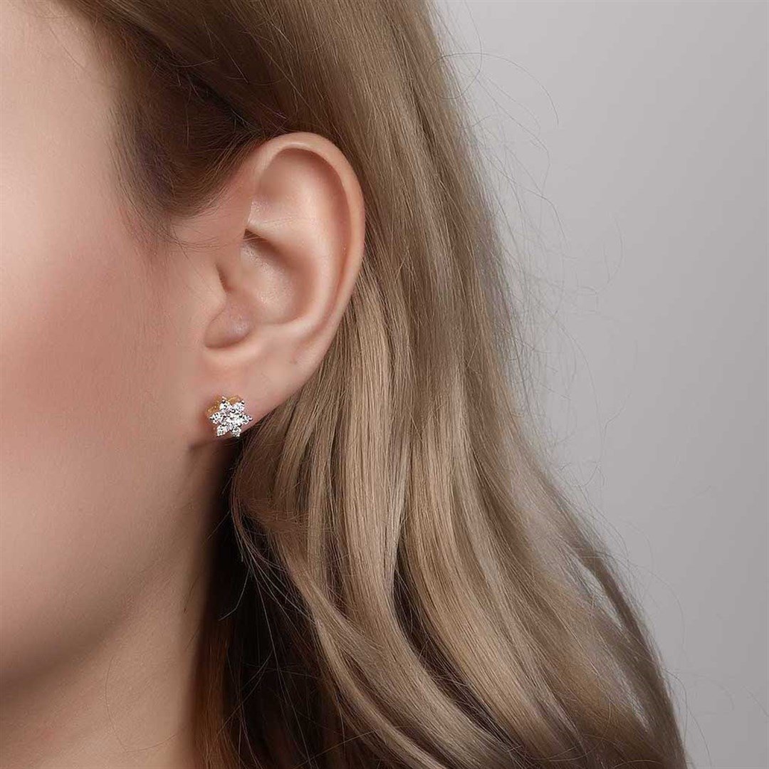 Pırlanta Küpe0.86 ct Pırlantalı Çiçek Altın Küpe - Penna Jewels
