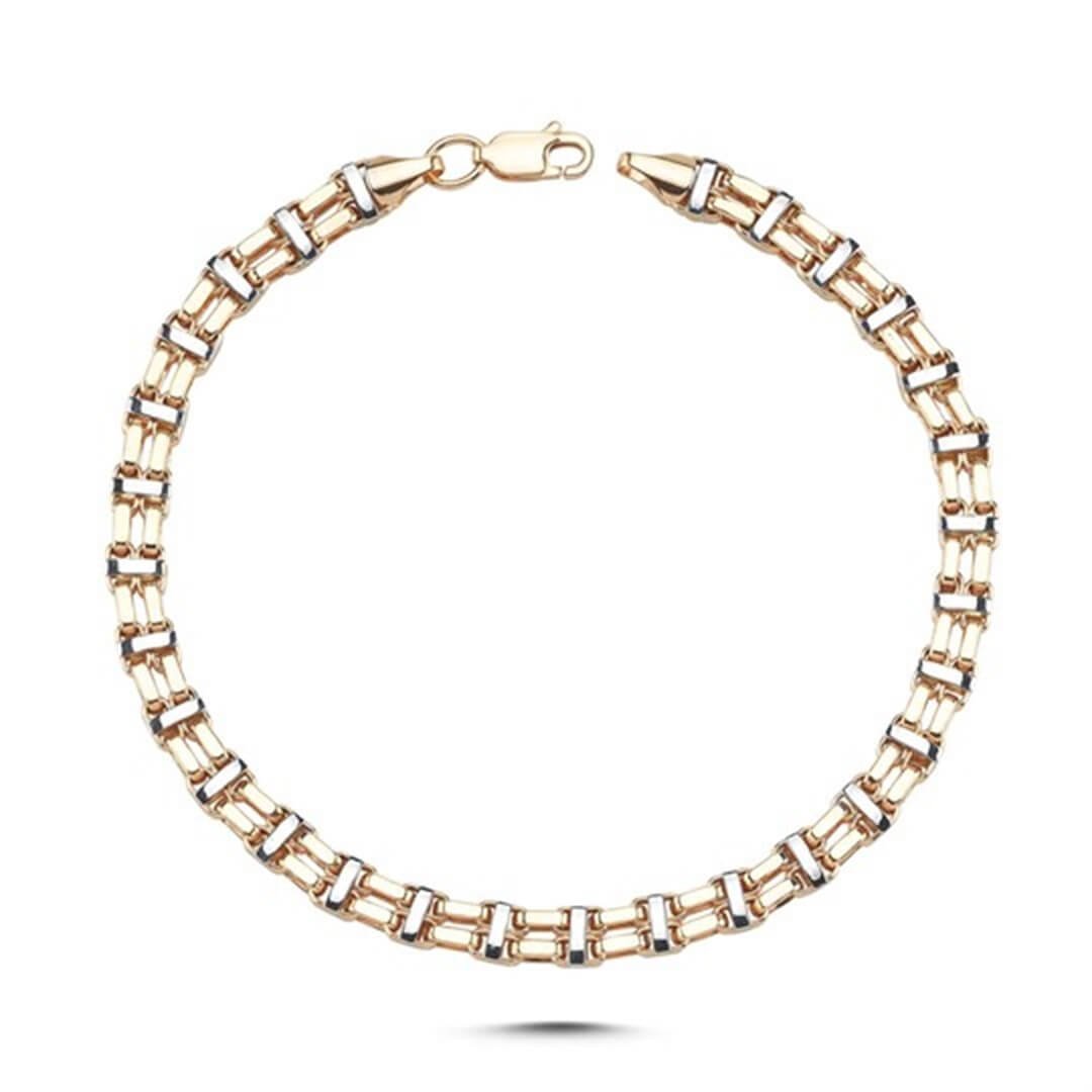 Zincir BileziklerÇift Renkli Altın Zincir Unisex Bileklik – Gravi Penna Jewels