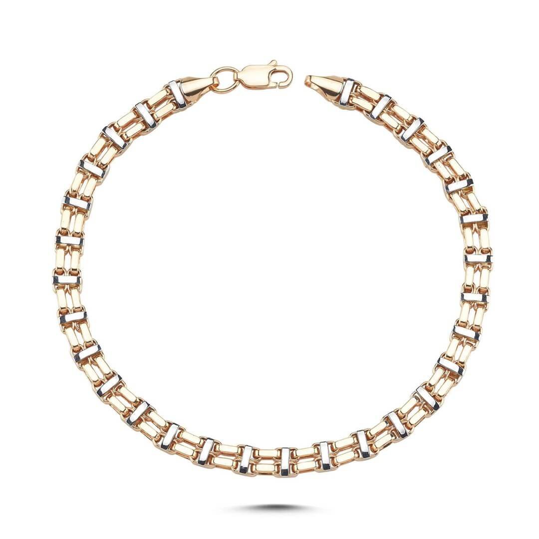 Zincir BileziklerÇift Renkli Altın Zincir Unisex Bileklik – Gravi Penna Jewels