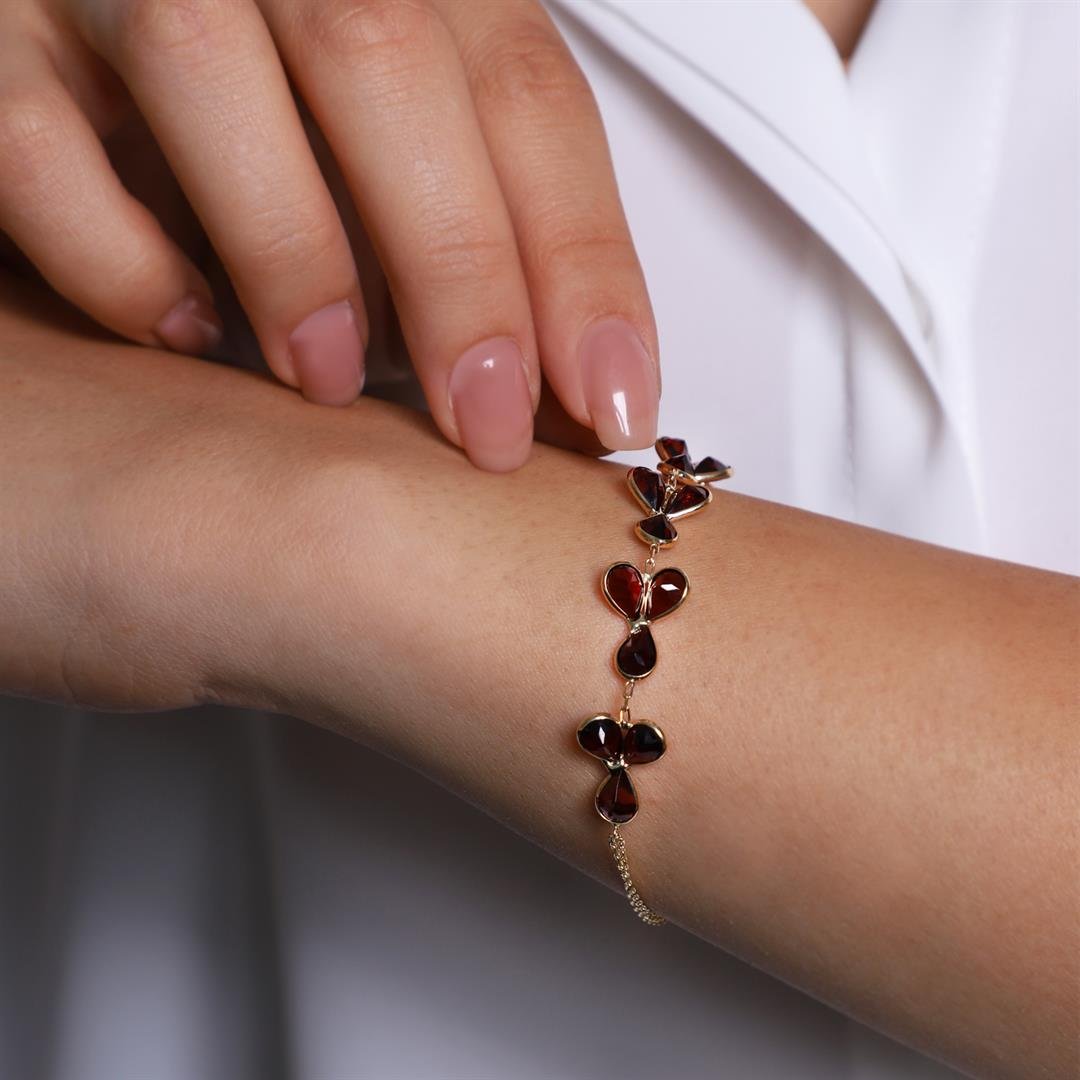 Doğal Taşlı BileklikGarnet Taşlı Markiz Kesim Bileklik-Penna Jewels