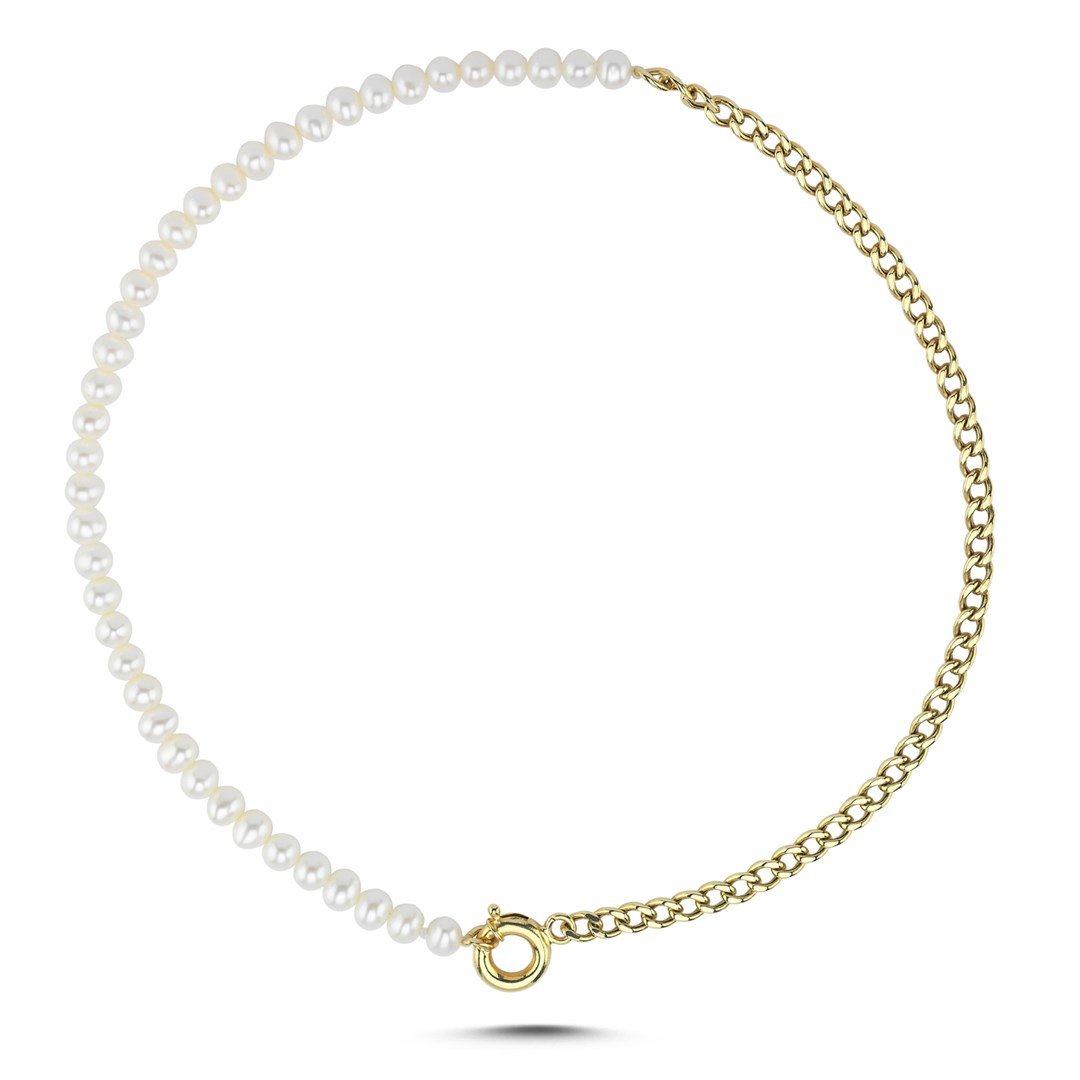 İnci Kolyelerİnci ve Gourmet Zincir Altın Kolye - Meta - Penna Jewels