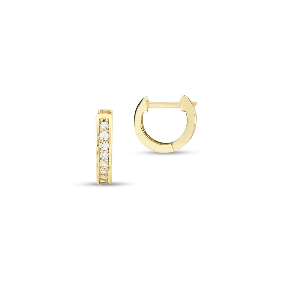 KÜPEMini Halka Taşlı Altın Küpe - 1cm - Penna Jewels