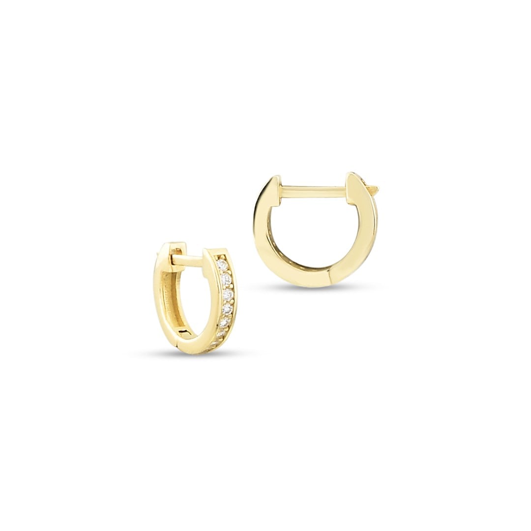 KÜPEMini Halka Taşlı Altın Küpe - 1cm - Penna Jewels