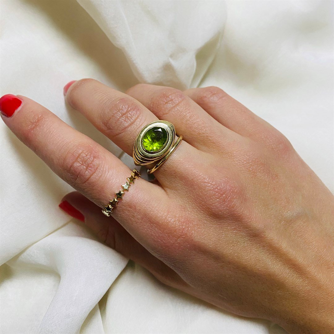 Doğal Taşlı YüzükPeridot Altın Yüzük – Regina - Penna Jewels