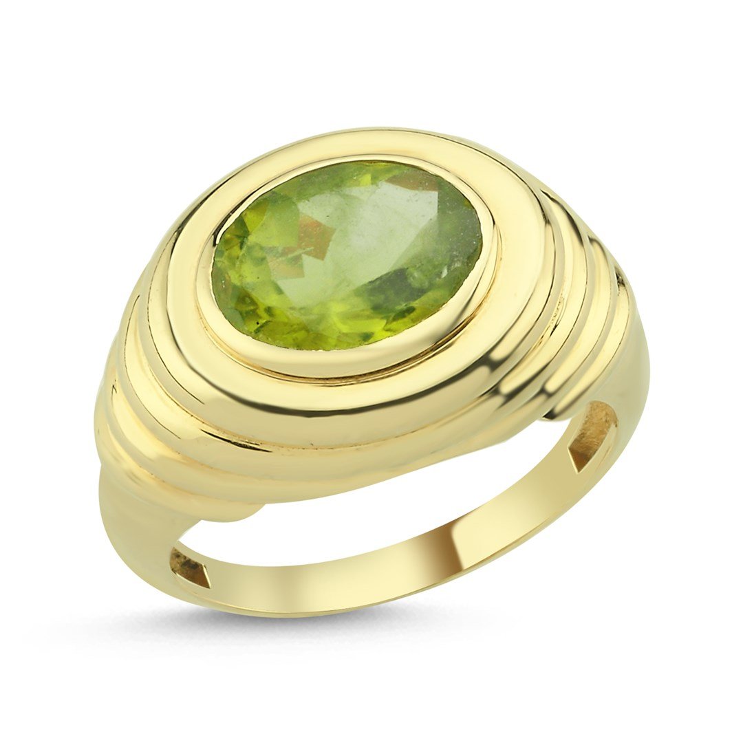Doğal Taşlı YüzükKalp Kesim Peridot Altın Yüzük – Amore - Penna Jewels