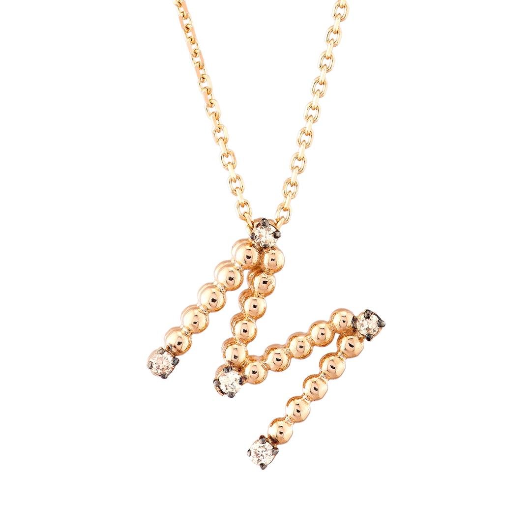 Pırlanta KolyePırlanta Top Top Harfli Altın Kolye-M-Penna Jewels